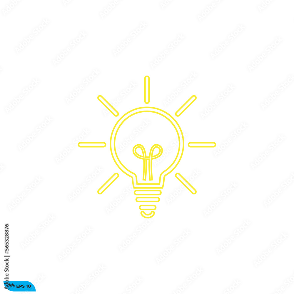Icon vector graphic of lamp sign yellow line Icon vector graphic of lamp sign yellow line