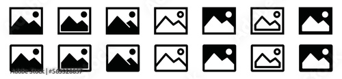Gallery icons set. Image icon. Picture or photo album signs symbol for apps and websites, vector illustration