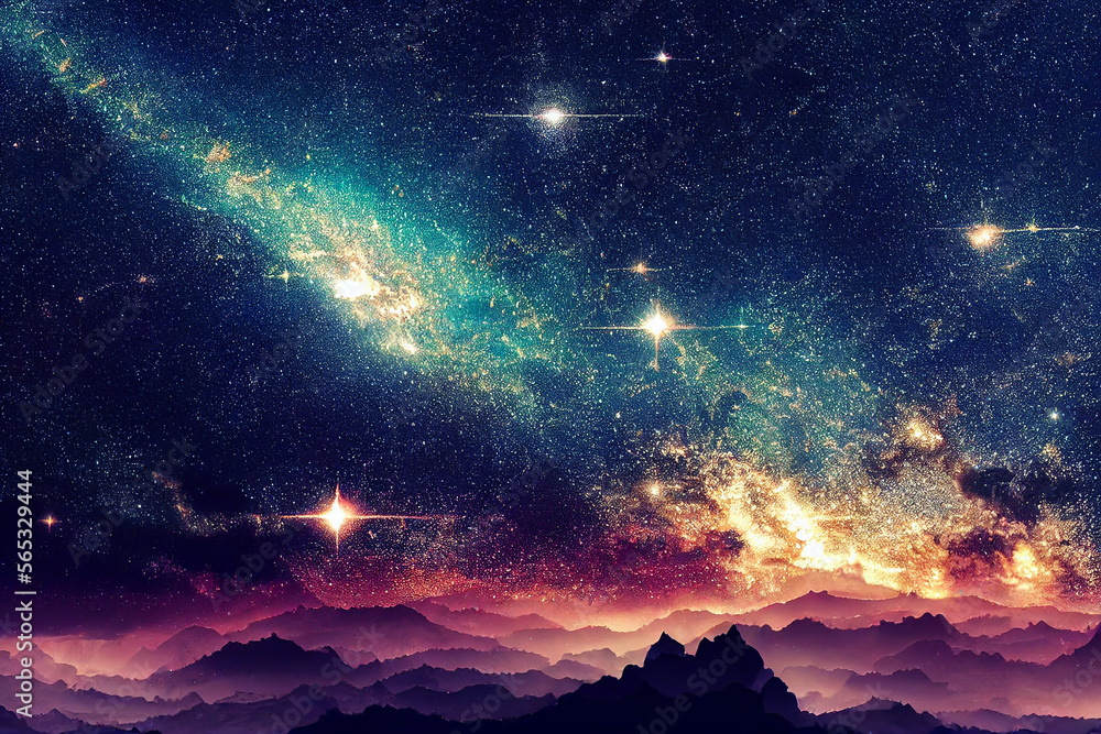 Naklejka premium dazzling starry sky cosmic starry sky background material Generative AI Content by Midjourney