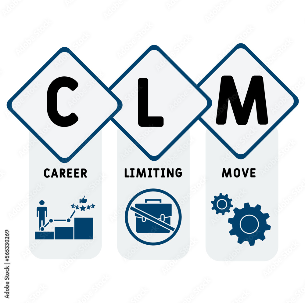 CLM - Career Limiting Move acronym. business concept background. vector illustration concept with keywords and icons. lettering illustration with icons for web banner, flyer, landing pag CLM - Career Limiting Move acronym. business concept background. vector illustration concept with keywords and icons. lettering illustration with icons for web banner, flyer, landing pag