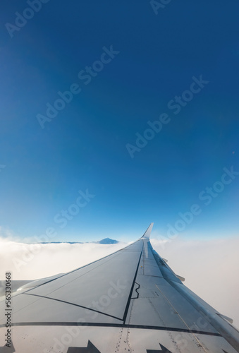 A View from the Plane of Tenerife's Teide and Blue Skies
