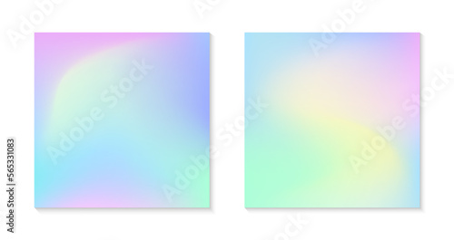 Vector set of mesh gradient backgrounds in soft pastel colors.Copy space for text.Abstract fluid illustrations in y2k aesthetic.Modern templates for banners,branding design,social media,covers.