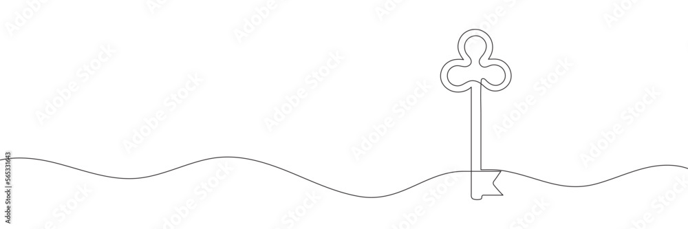 Key continuous drawing in one line. Key home continuous line. Vector illustration Key continuous drawing in one line. Key home continuous line. Vector illustration