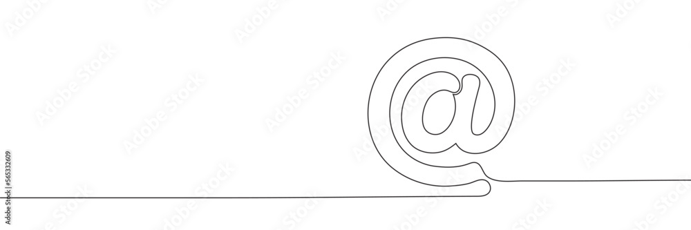 Continuous mail rendering. One line email icon. Vector illustration Continuous mail rendering. One line email icon. Vector illustration