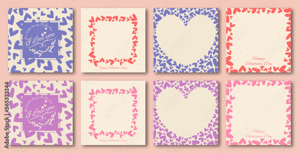 Ornate Happy Valentine's day greeting cards. Trendy square Valentine art templates. -- good for social media posts , posters and prints. Ornate Happy Valentine's day greeting cards. Trendy square Valentine art templates. -- good for social media posts , posters and prints.