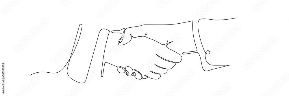 two businessmen shaking hands. Continuous one line drawing two businessmen shaking hands. Continuous one line drawing