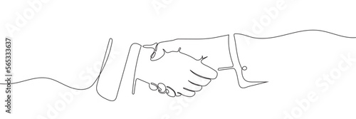 two businessmen shaking hands. Continuous one line drawing 