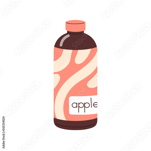 Apple drink in bottle. Cold juice, summer lemonade, infused water. Fresh frui...