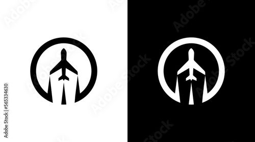 business logo monogram airplane aviation black and white icon illustration style Designs templates