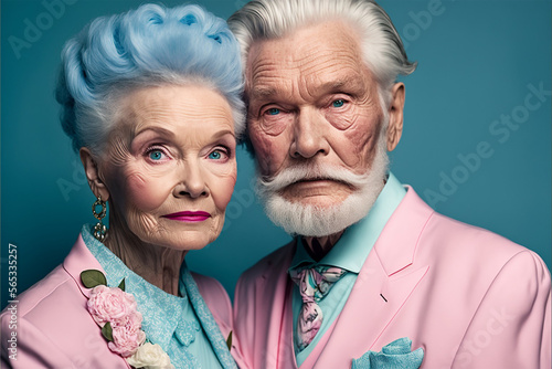 happy old couple, elegant, senior couple smiling, nursing home, pensioner, rich, cruise for seniors, generative ai