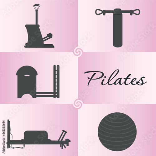 Set of Pilates badges, Pilates simulators, Badges, Icons, Stickers