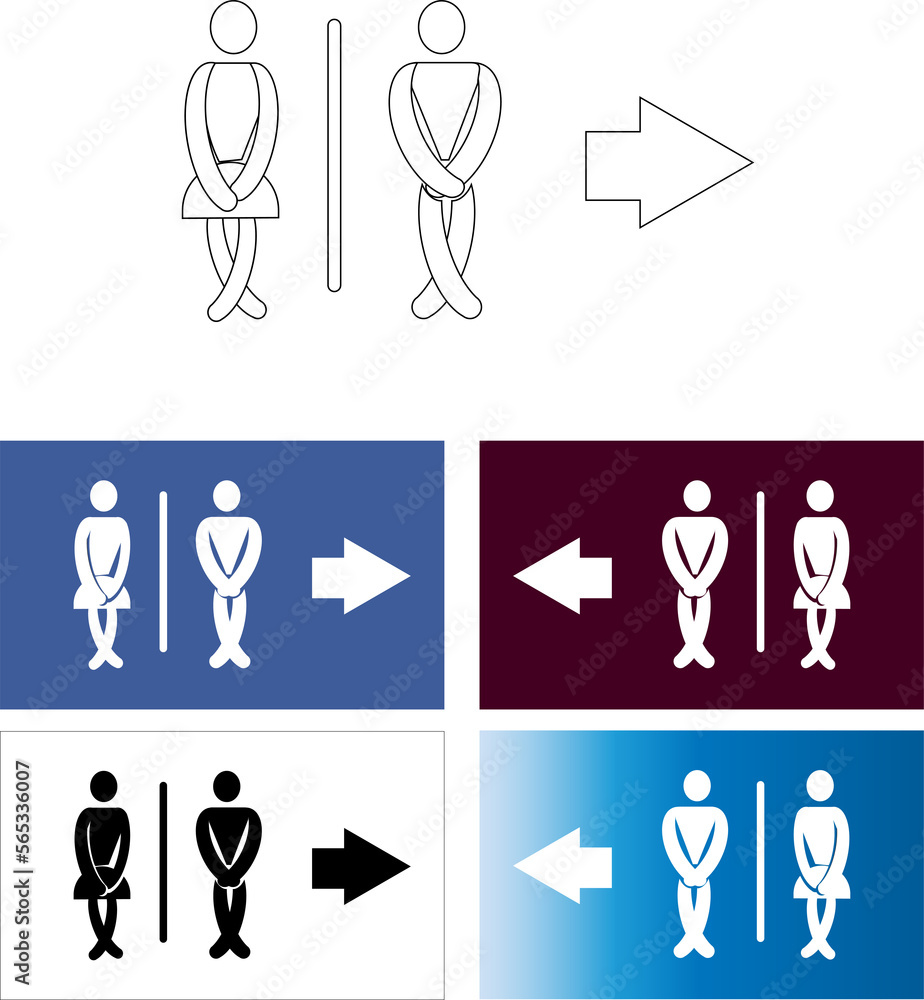 public toilet sign with white woman and man figure illustration, png