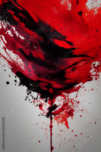 Red and Black Color Art Water Ink