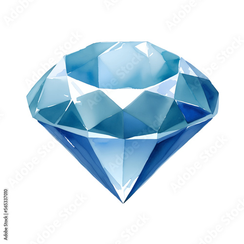blue diamond digital drawing with watercolor style illustration