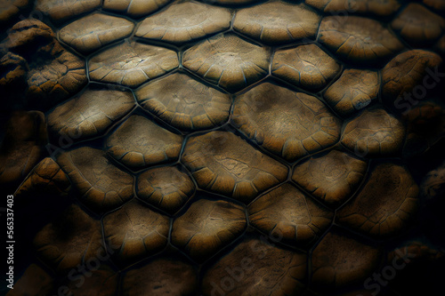 Turtle Shell Texture Background, Brontosaurus Dinosaur Skin, Generative AI Illustration