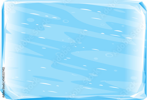Empty bulletin board from blue clear ice with small cracks isolated illustration