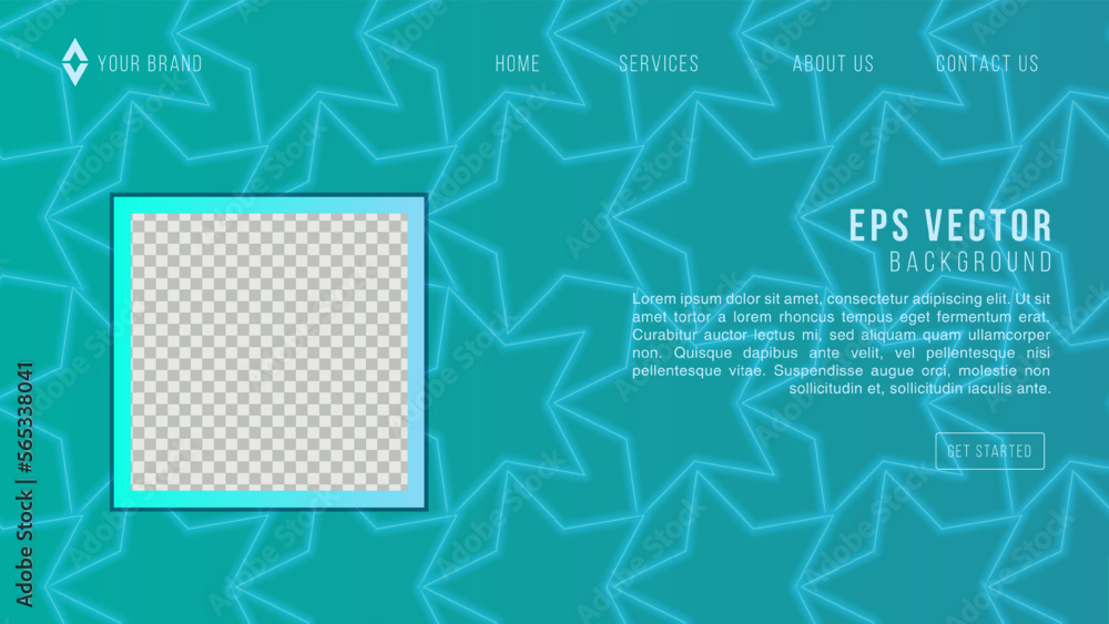 Green turquoise pattern background Dynamic shapes composition for landing page website