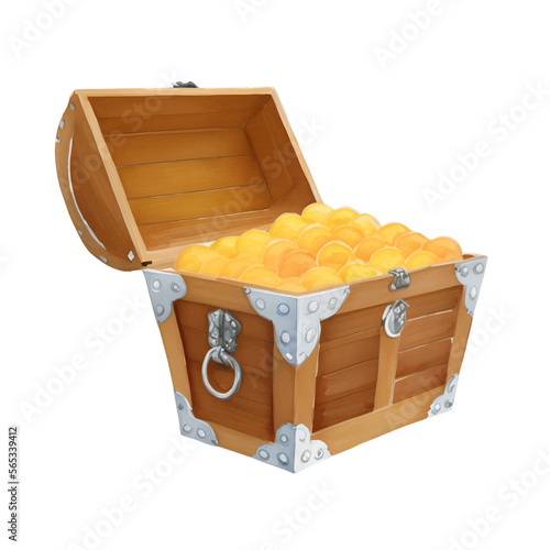 wood chest digital drawing with watercolor style illustration