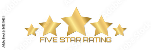 Five golden rating star vector illustration in white background.
