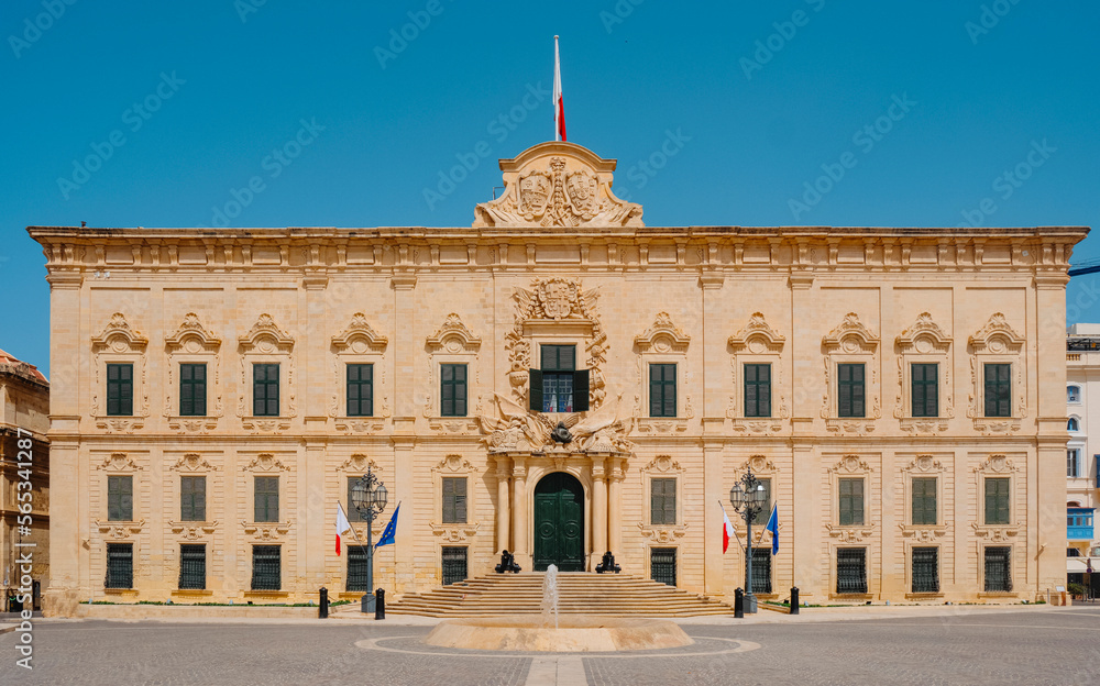 facade of Auberge de Castille in Valletta, Malta