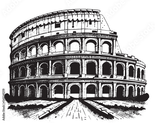 Colosseum abstract sketch hand drawn in doodle style Vector illustration