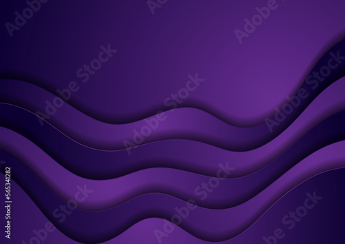 Dark violet waves abstract corporate elegant background. Vector graphic design