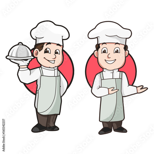 chef cartoon illustration for food or cafe business mascot