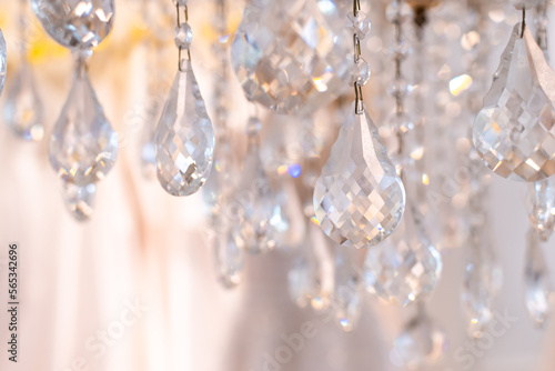 Crystal close up , the part of beautiful chandelier