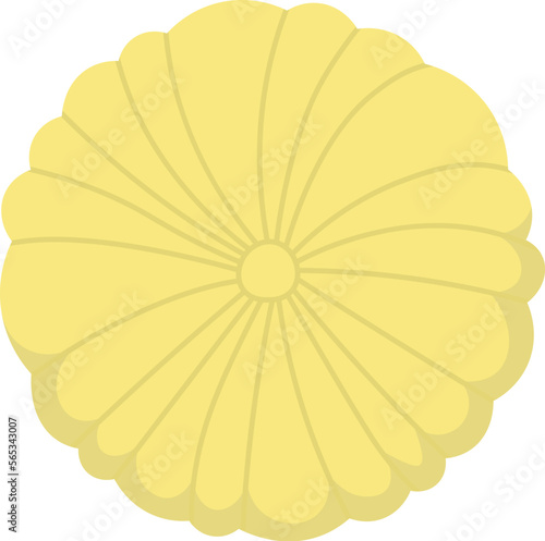 Round shaped yellow pillow flat icon decorative element