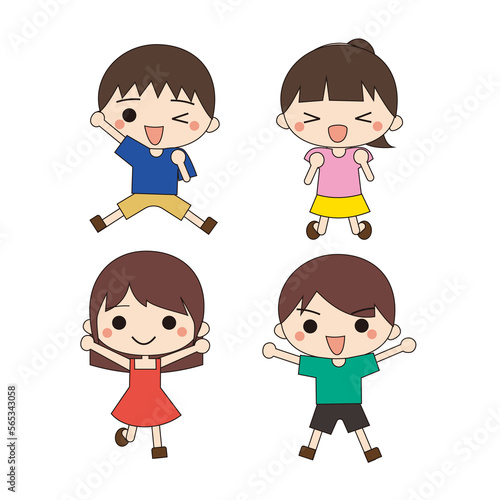 元気な子どもたちのイラスト