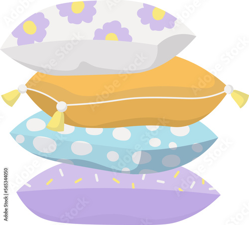 Decorative pillows flat icon Different fabric and shape
