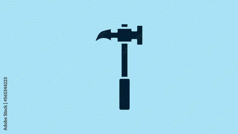Blue Claw hammer icon isolated on blue background. Carpenter hammer. Tool for repair. 4K Video motion graphic animation Blue Claw hammer icon isolated on blue background. Carpenter hammer. Tool for repair. 4K Video motion graphic animation