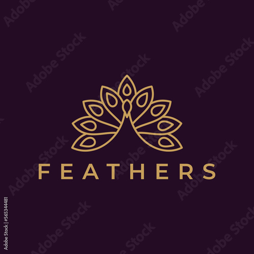 Gorgeous Plumes, a Line Art Peacock Logo Design