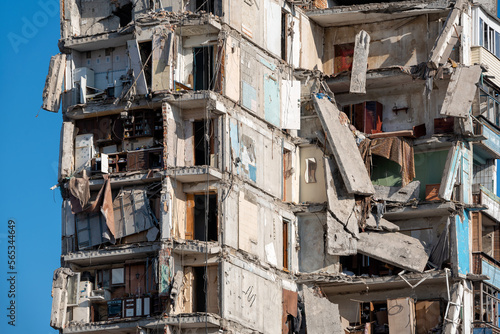 destroyed and burned houses in the city Russia Ukraine war