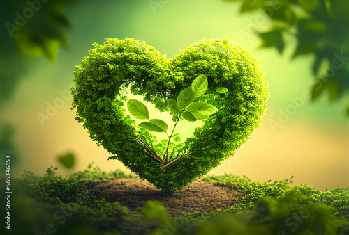 Tableau sur toile grünes Herz - Konzept Umweltschutz, generative AI