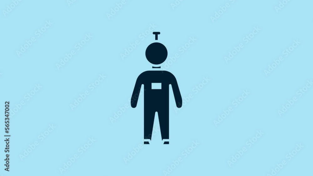 Blue Astronaut icon isolated on blue background. 4K Video motion graphic animation Blue Astronaut icon isolated on blue background. 4K Video motion graphic animation