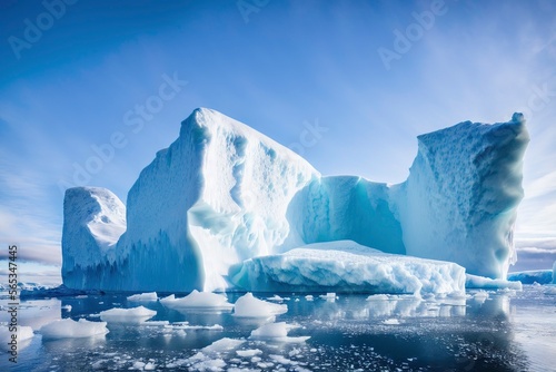 Illustration photo of big iceberg in polar region seaside in front of beautiful sky