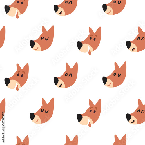 Vector colorful baby pattern with different cartoon dog heads for children, kids
