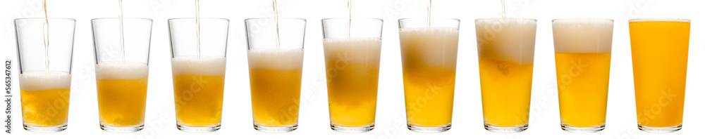 Pouring beer in shaker pint glass isolated - obrazy, fototapety, plakaty 