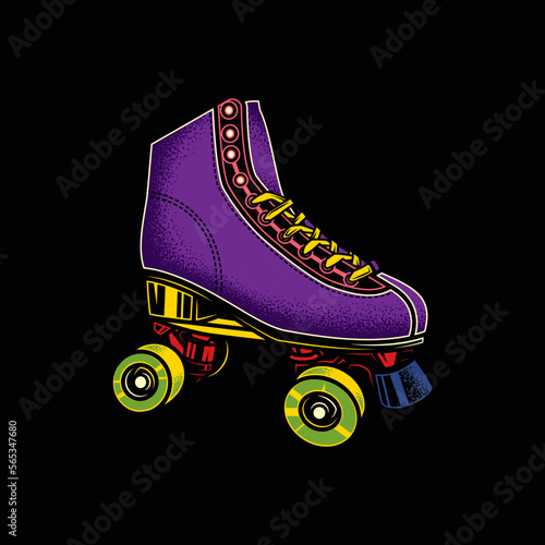 Original vector illustration. Vintage roller skates. T-shirt design, design element.