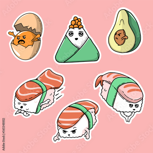 sushi and onigiri icon set