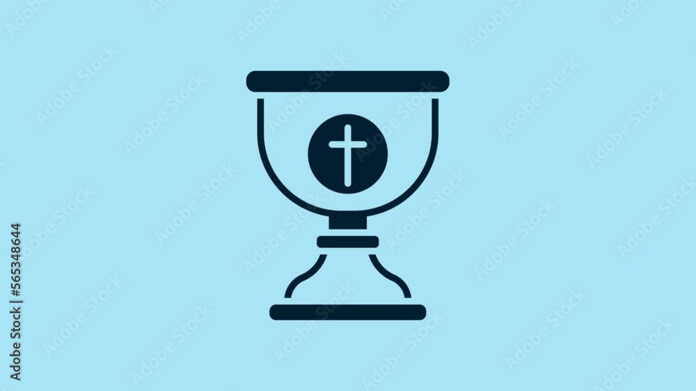 Blue Christian chalice icon isolated on blue background. Christianity icon. Happy Easter. 4K Video motion graphic animation Blue Christian chalice icon isolated on blue background. Christianity icon. Happy Easter. 4K Video motion graphic animation
