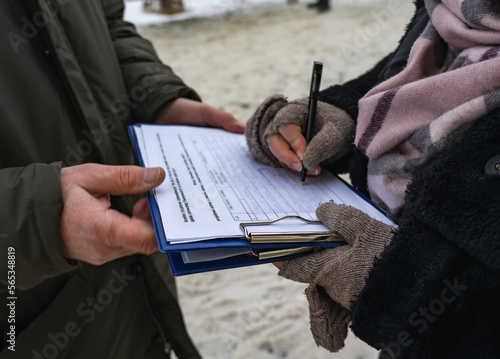 Activist collecting signatures