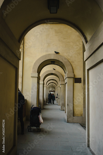 Corridor, a portal with columns. Ancient architecture of Italy © katya