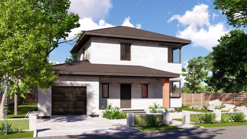 Building a house. 3D visualization of the house