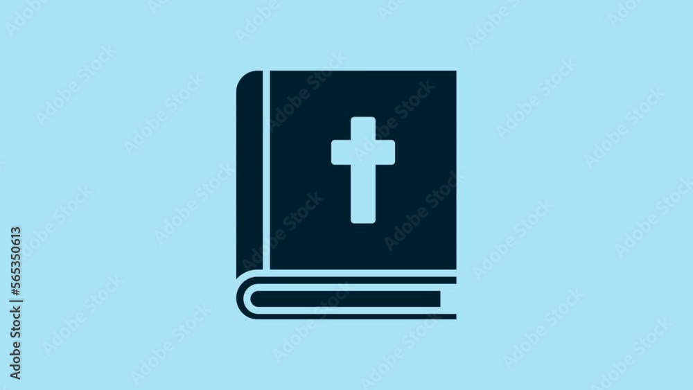 Blue Holy bible book icon isolated on blue background. 4K Video motion graphic animation Blue Holy bible book icon isolated on blue background. 4K Video motion graphic animation