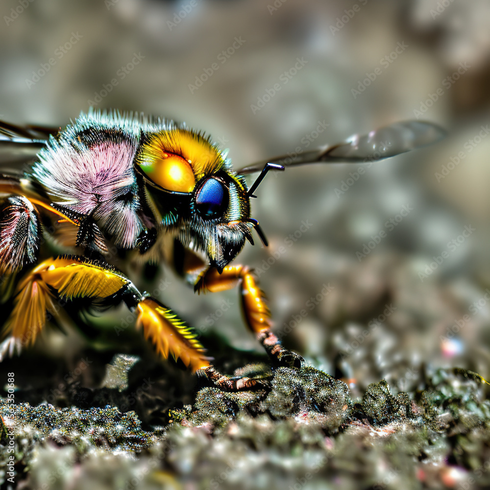 macro of a bee, Generative AI macro of a bee, Generative AI