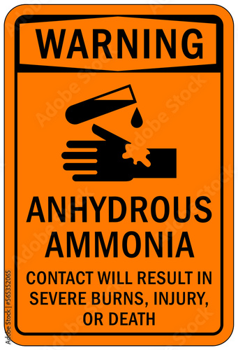 Ammonia warning chemical sign and labels