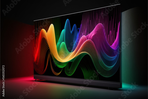 A TV OLED monitor with colors in the screen. Generative ai photo