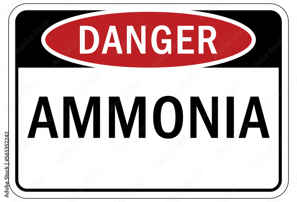 Ammonia warning chemical sign and labels Ammonia warning chemical sign and labels
